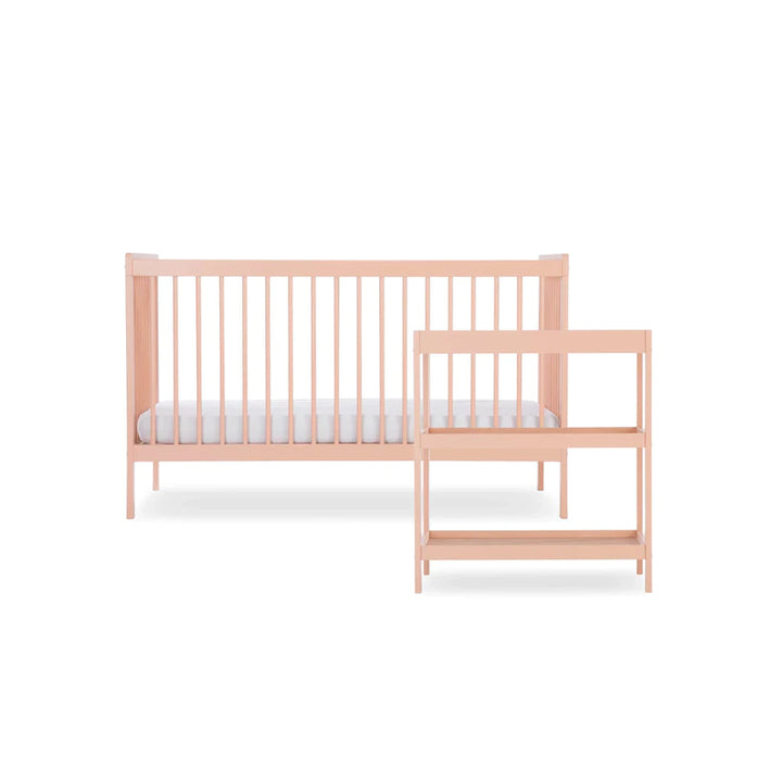CuddleCo - Nola Changing Table and Cot Bed - 2 Piece Set - Soft Blush