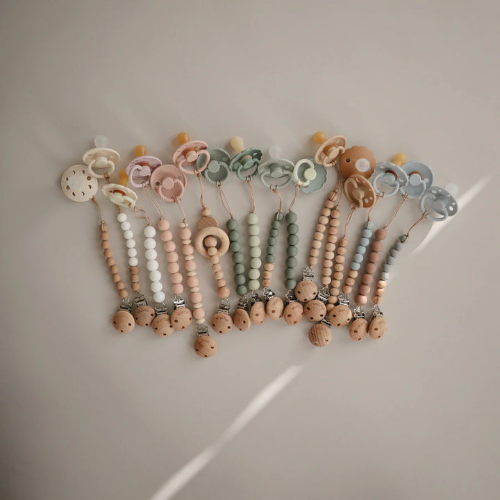 Mushie - Pacifier Clips - Halo - Blush - Mabel & Fox