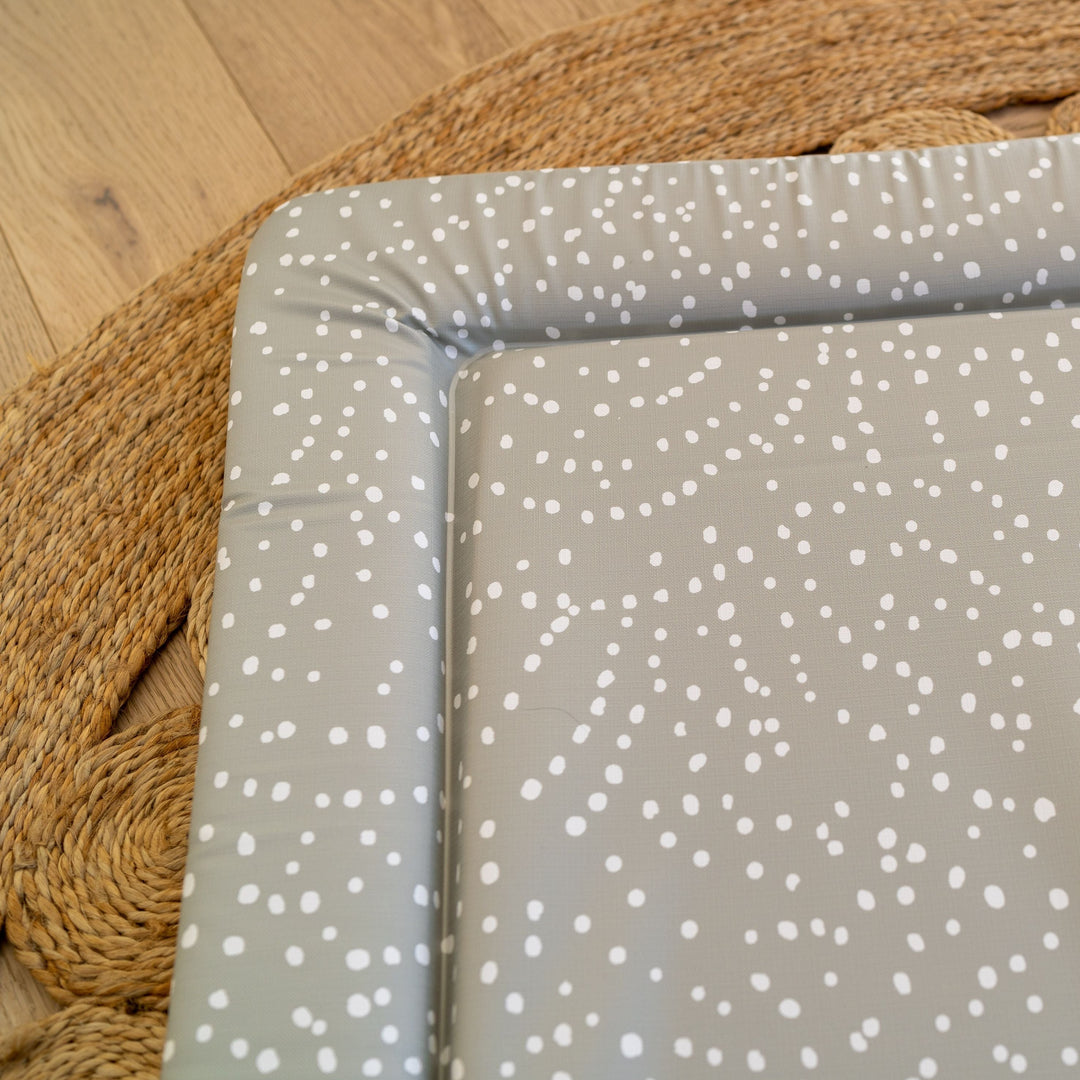 Mabel & Fox - Baby Changing Mat  -  Grey Green Spotty Curve