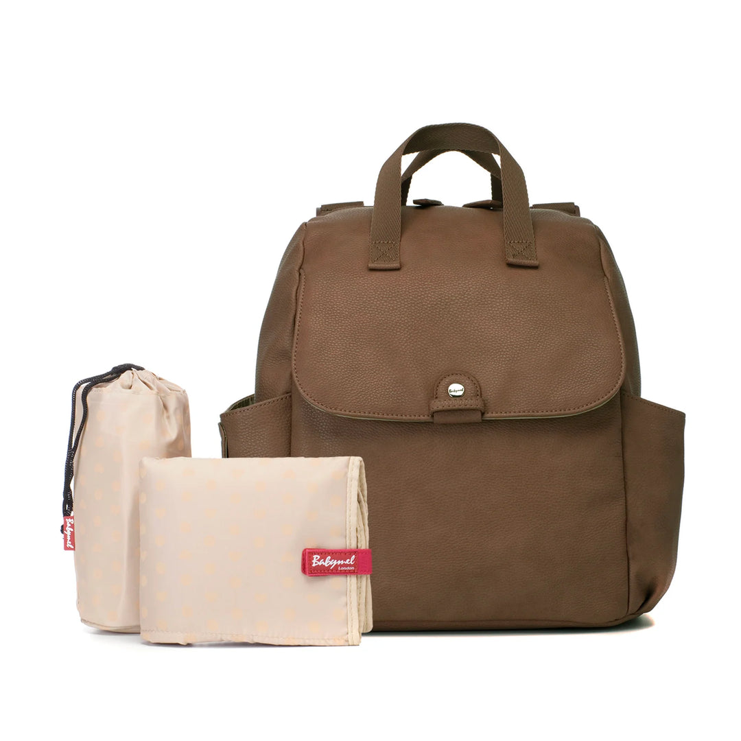 Babymel Robyn Vegan Leather Convertible Backpack Tan Mabel Fox