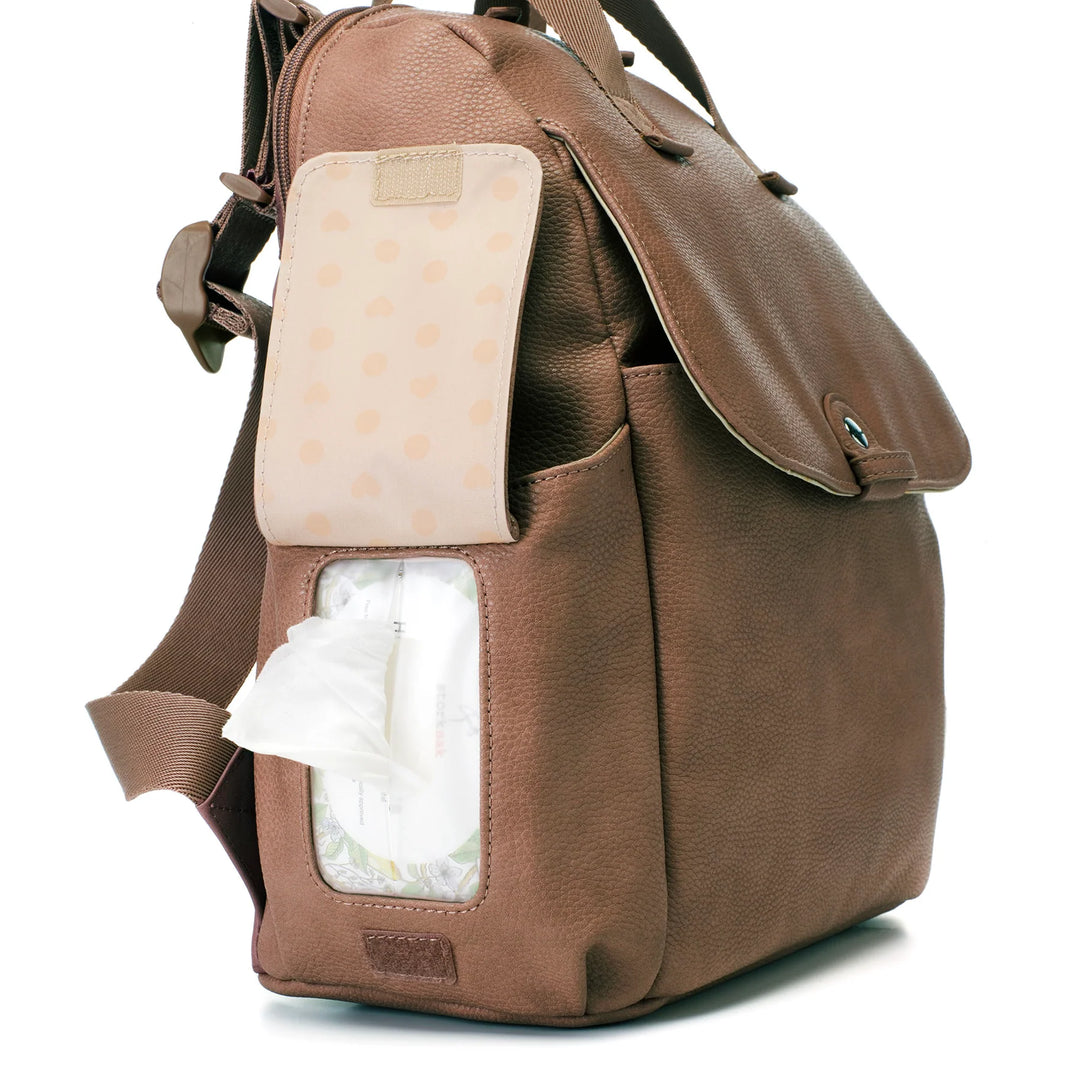 Babymel Robyn Vegan Leather Convertible Backpack Tan Mabel Fox