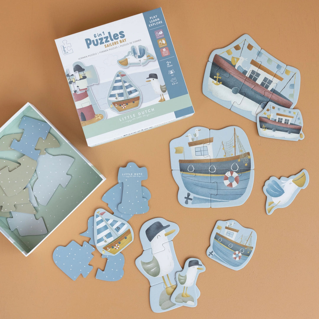 Little Dutch - 6 in 1 Puzzles -  Sailors Bay - Mabel & Fox