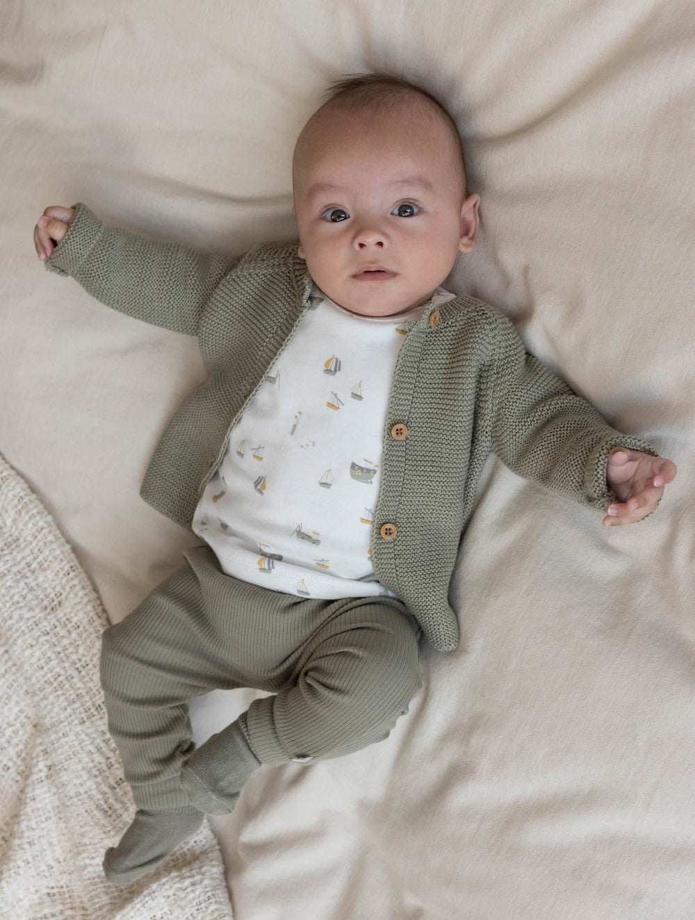 Little Dutch - Knitted Cardigan - Olive - Mabel & Fox