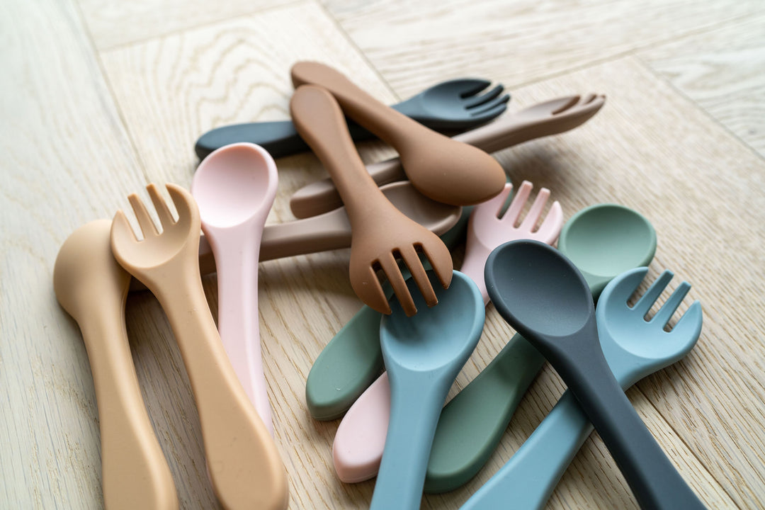 Mabel & Fox - Silicone Tableware - Spoon & Fork Set - Sandstone - Mabel & Fox