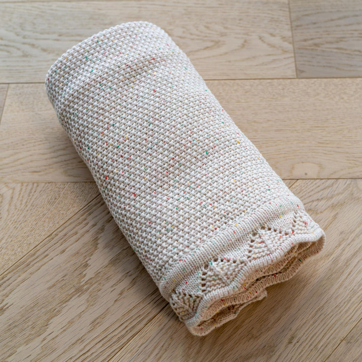 Mabel & Fox - Knitted Baby Blanket - Oatmeal Confetti