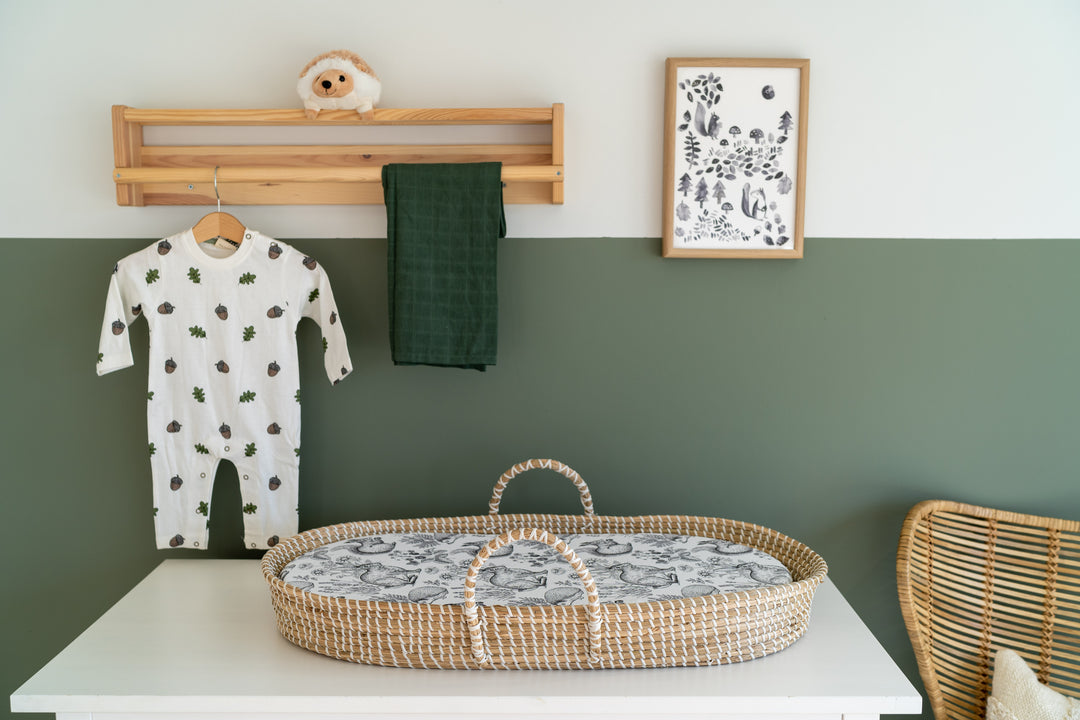 Mabel & Fox - Basket Changing Mat - Woodland Rabbits