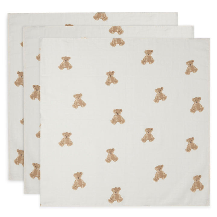 Jollein - Muslin Cloth - 70 x 70cm - Teddy Bear (3 Pack)