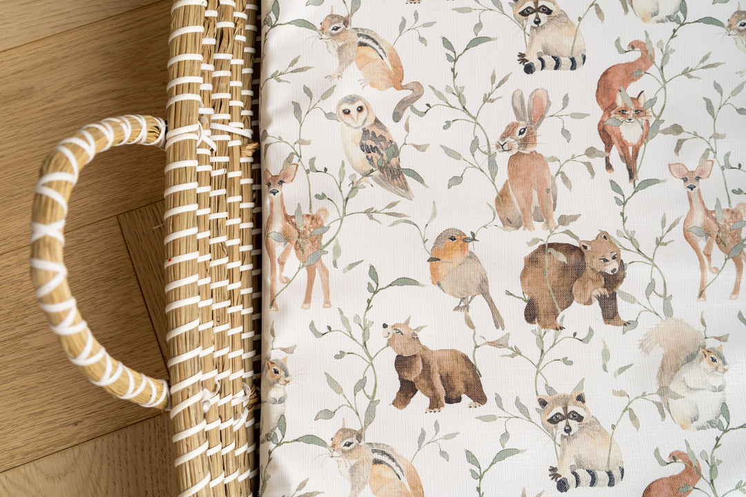 Mabel & Fox - Basket Changing Mat - Watercolour Woodlands - Mabel & Fox