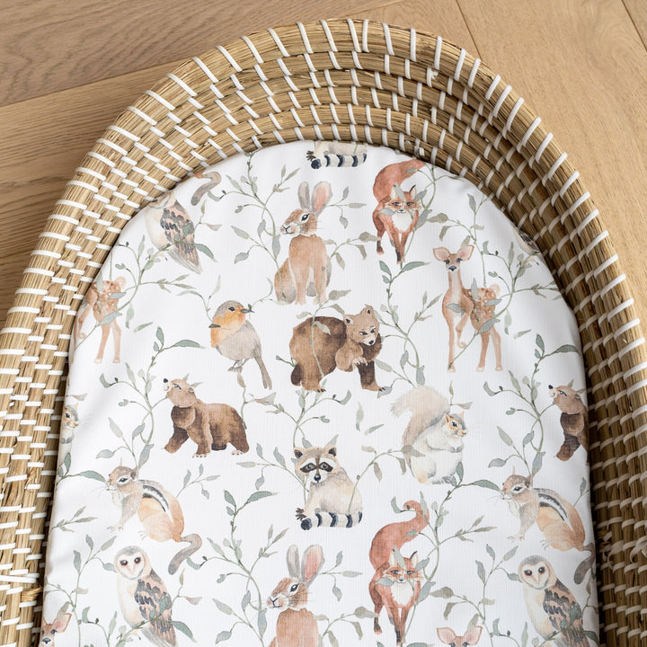 Mabel & Fox - Basket Changing Mat - Watercolour Woodlands - Mabel & Fox