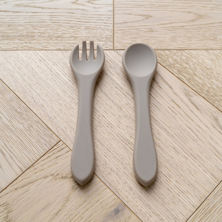Mabel & Fox - Silicone Tableware - Spoon & Fork Set - Sandstone - Mabel & Fox
