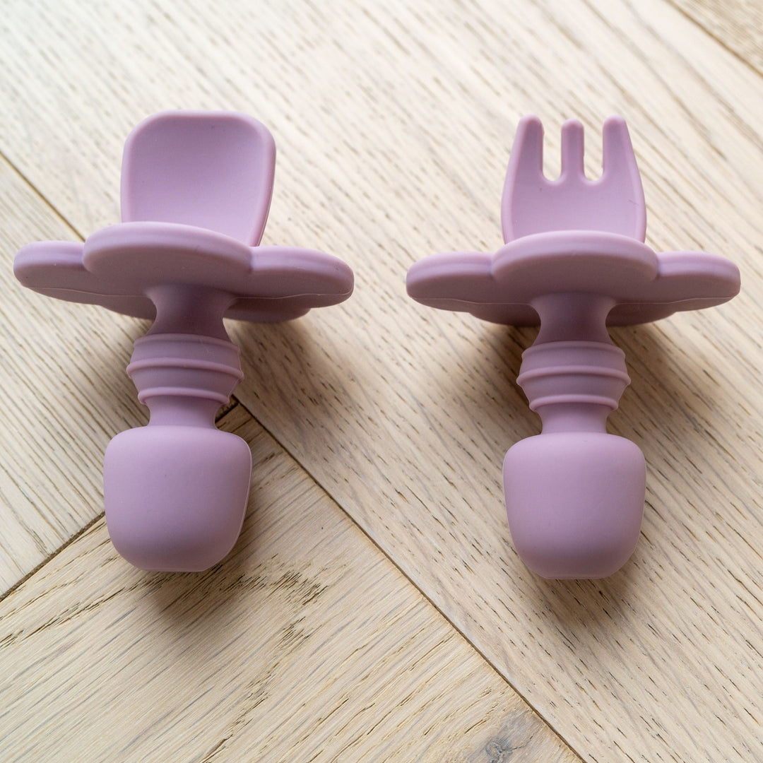Mabel & Fox - Silicone Tableware - Baby Cutlery Set - Mauve - Mabel & Fox