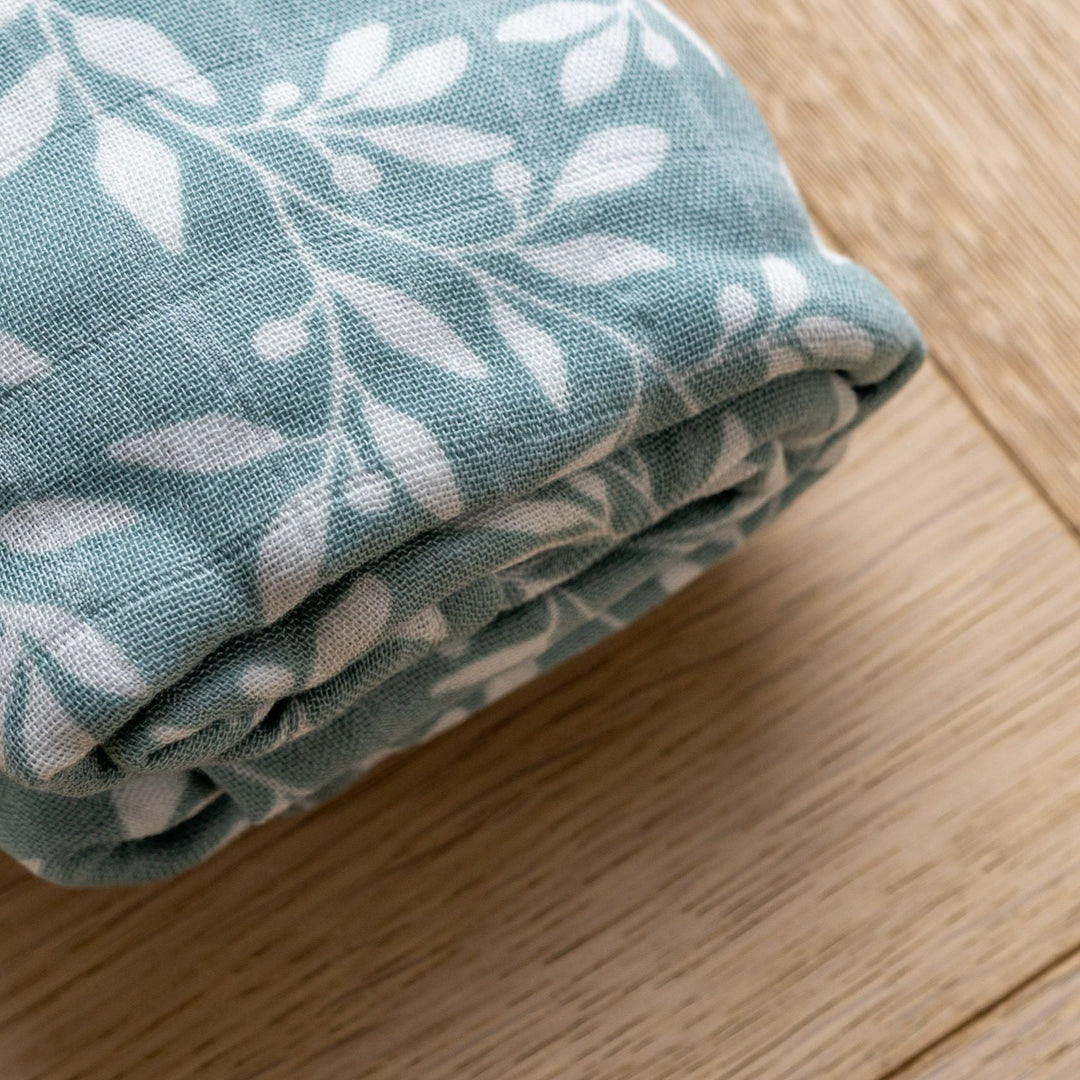 Mabel & Fox - Swaddle Muslin Blanket - Sage Floral - Mabel & Fox