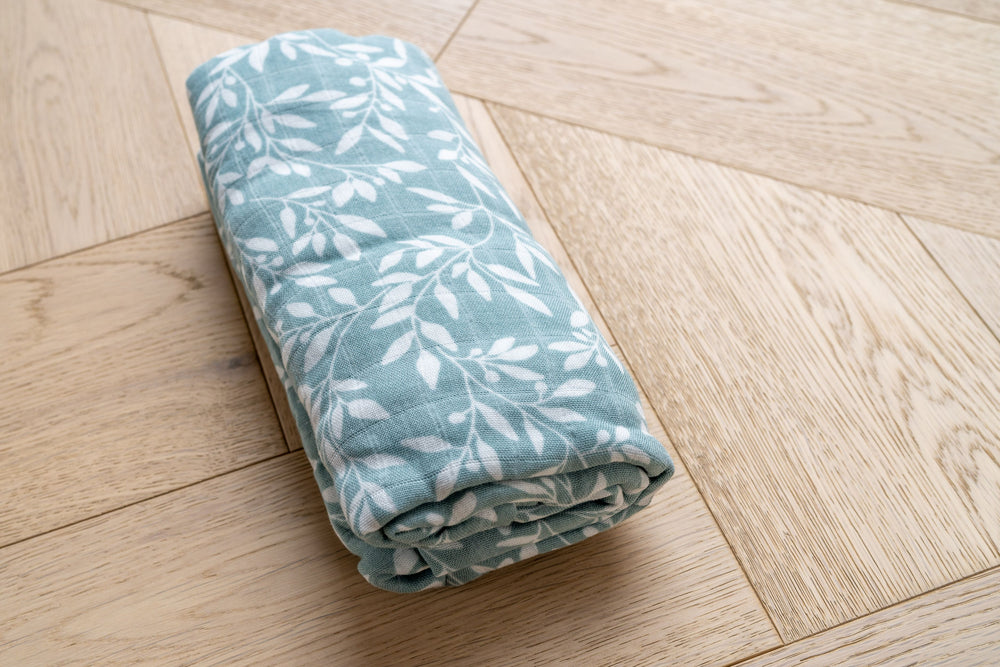 Mabel & Fox - Swaddle Muslin Blanket - Sage Floral - Mabel & Fox