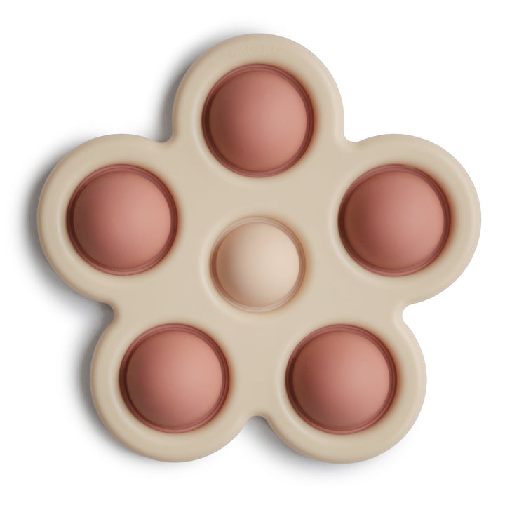 Mushie Flower Press Toy - Rose/Blush/Shifting Sand - Mabel & Fox