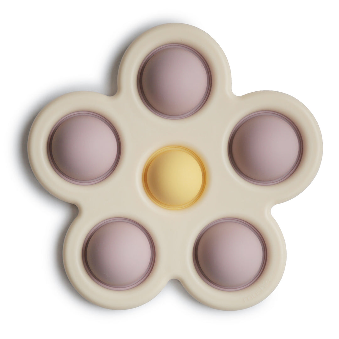 Mushie Flower Press Toy - Soft Lilac/Daffodil/Ivory - Mabel & Fox