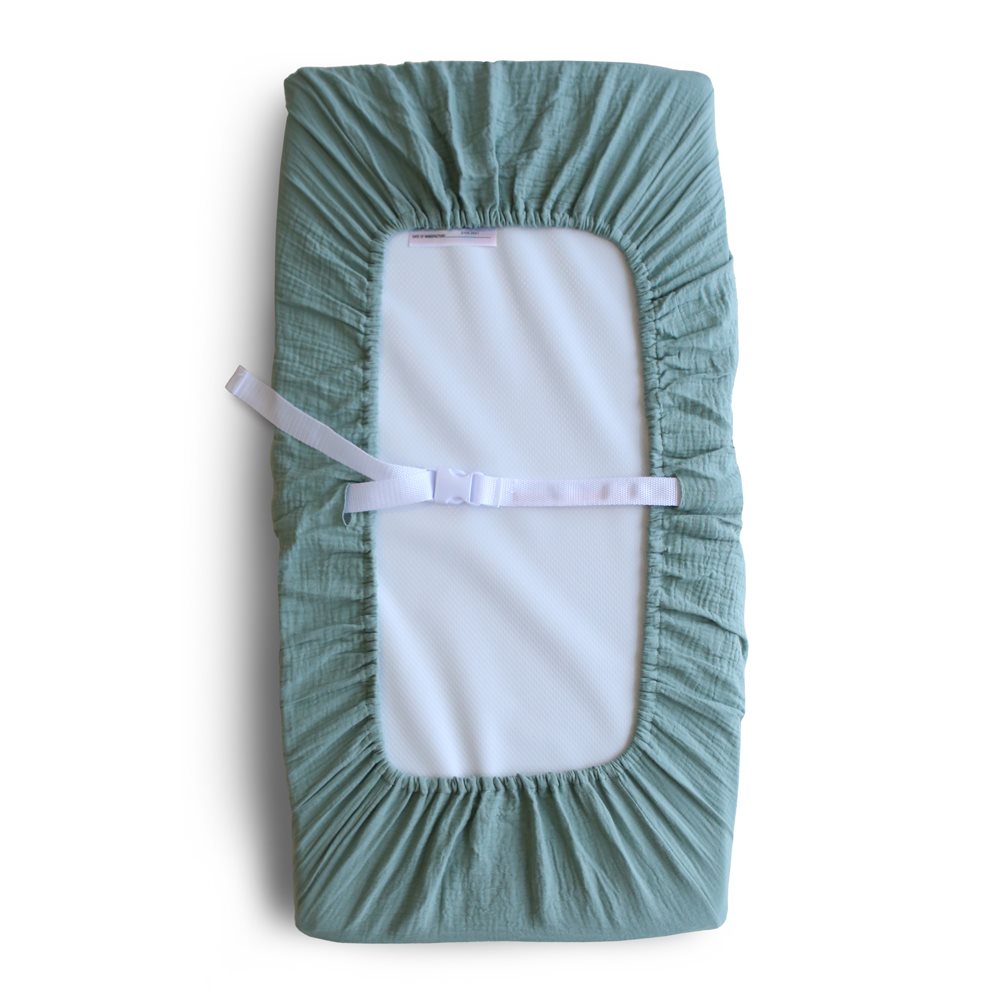 Mushie Changing Pad Cover Roman Green Mabel & Fox