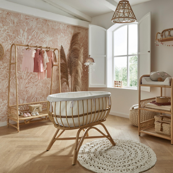 Rattan baby crib on sale