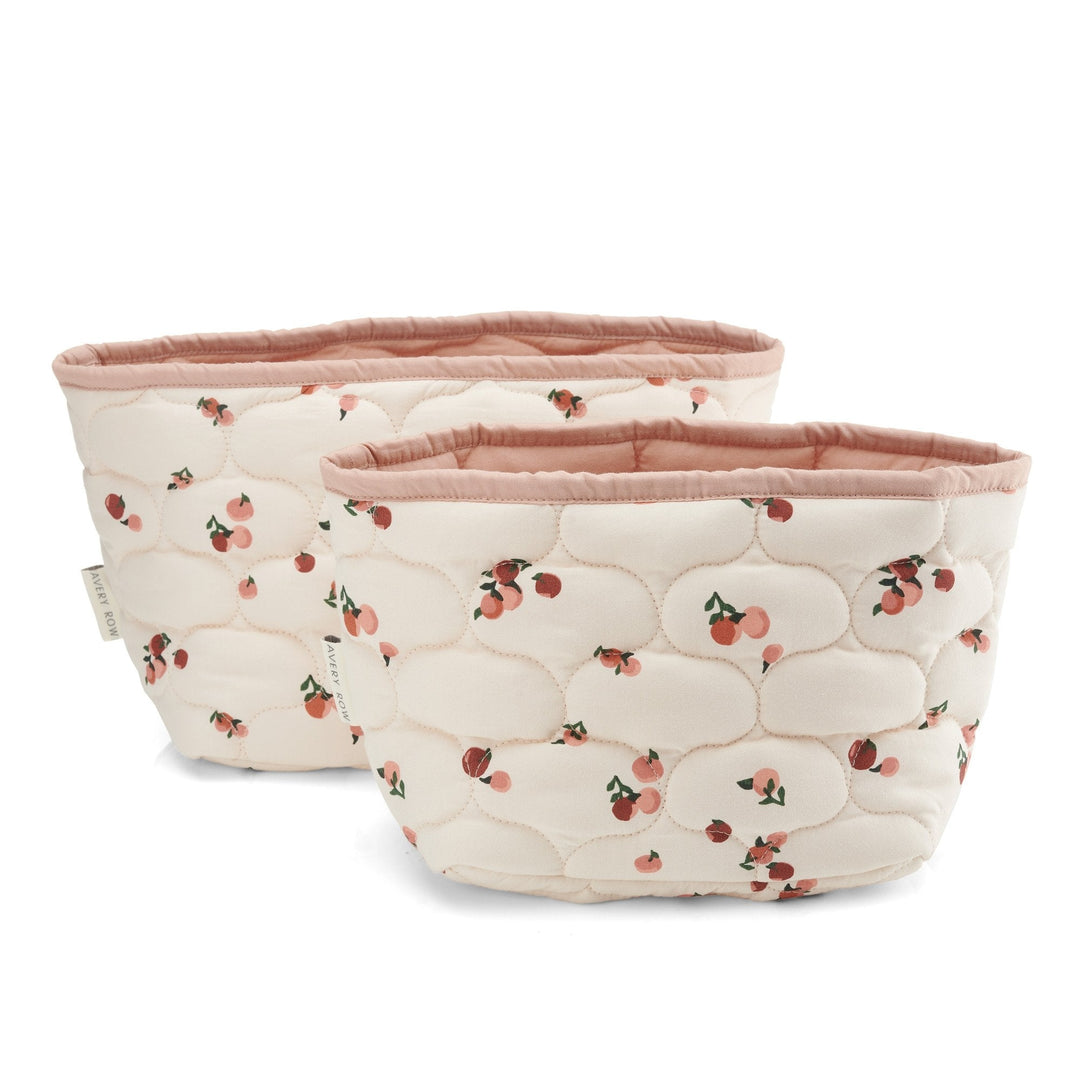 AVERY ROW - QUILTED STORAGE BASKET SET OF 2  - PEACHES - Mabel & Fox
