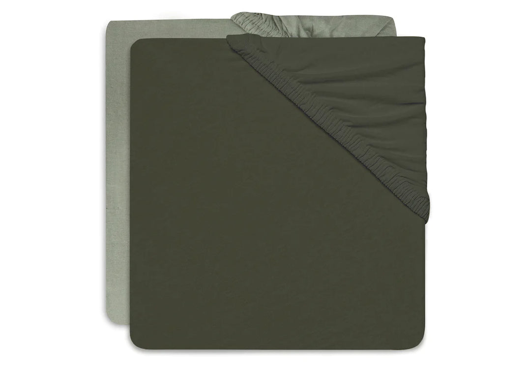 Jollein - Jersey Fitted Sheet 60 x 120cm - Ash Green/Leaf Green (2 pack)