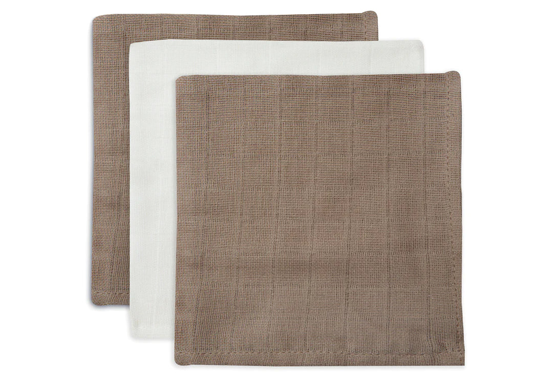 Jollein - Muslin Mouth Cloth 31 x 31cm - Bamboo Cotton Biscuit/Ivory (3 Pack)