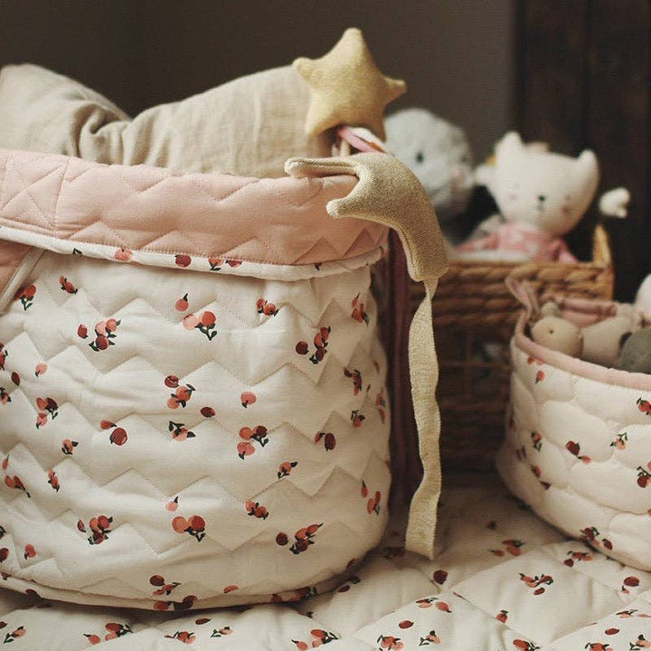 Avery Row - Large Quilted Storage Basket - Peaches