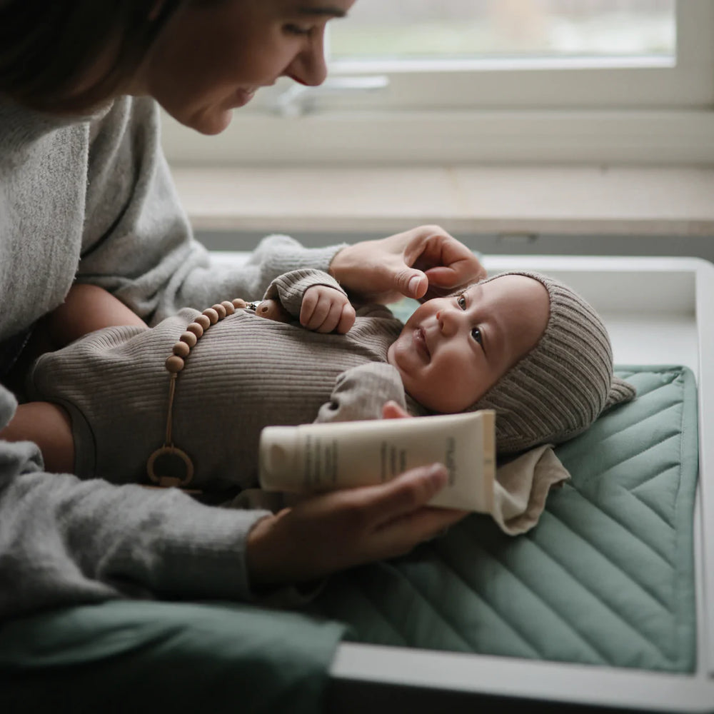 Mushie - Portable Changing Pad - Roman Green - Mabel & Fox