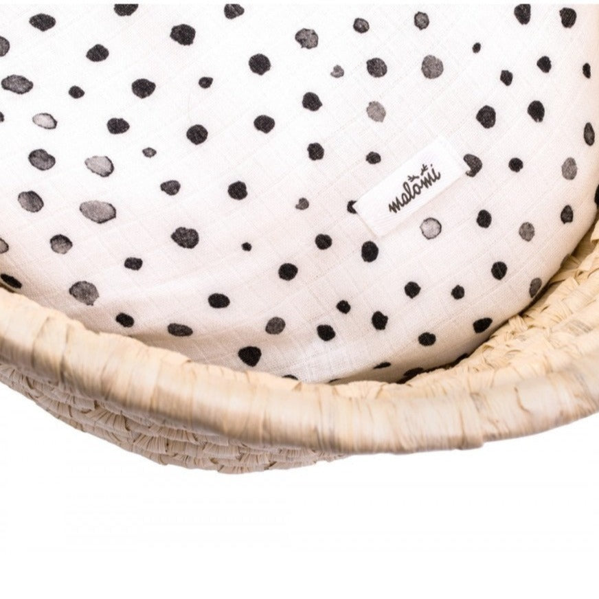 Malomi - Bamboo Carry cot / moses basket sheet - dots - Mabel & Fox