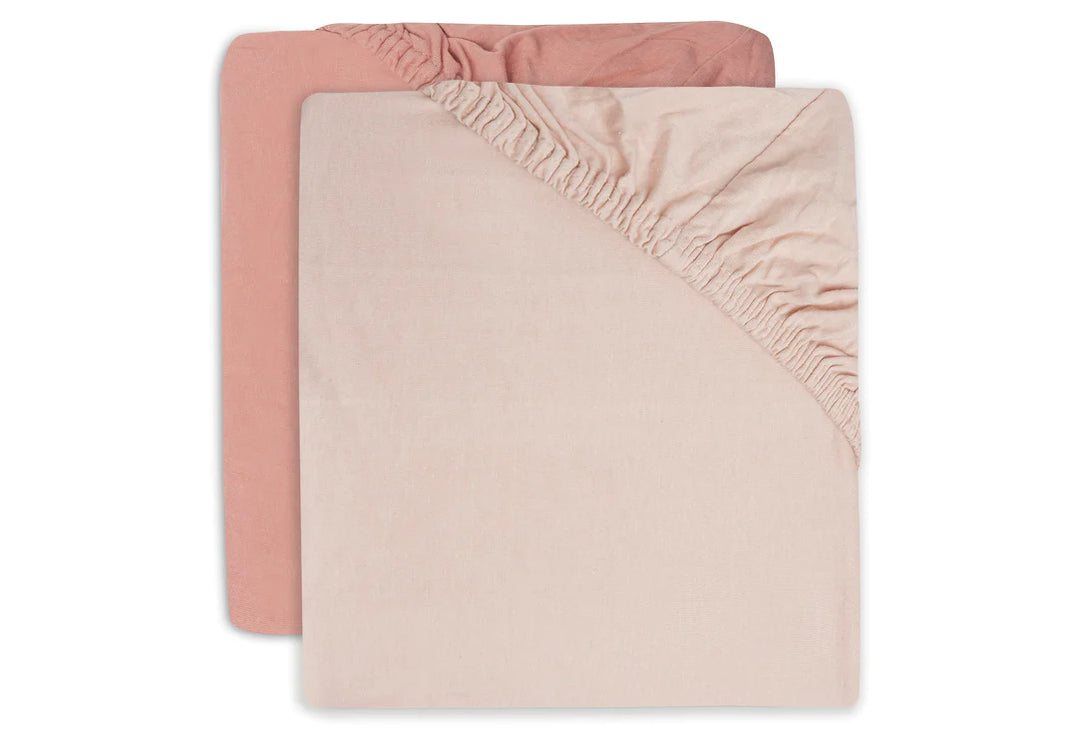 Jollein - Jersey Fitted Sheet 60 x 120cm - Pale Pink/Rose (2 pack)