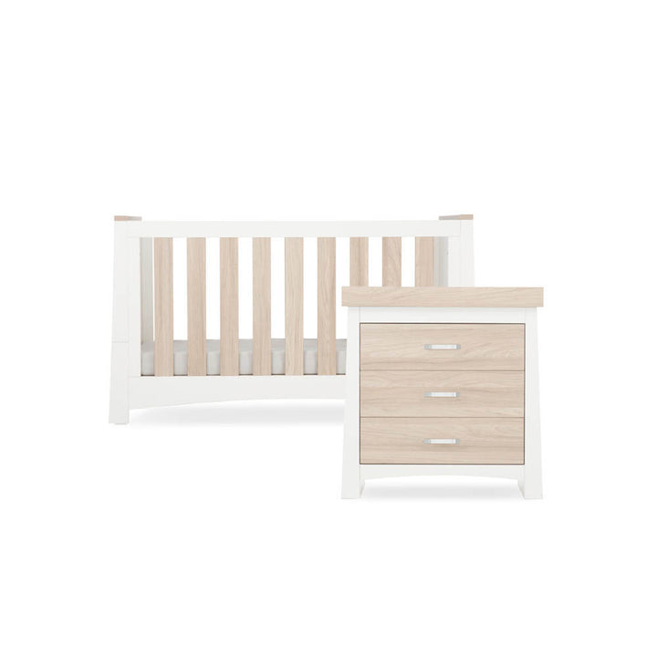 CuddleCo - Ada Changing Drawers and Cot Bed - 2 Piece Set - White/Ash
