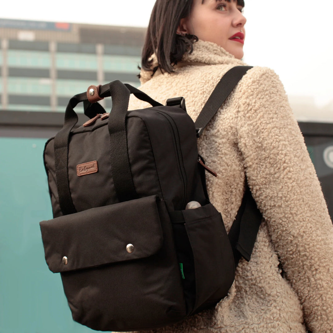 Babymel Georgi Eco Convertible Backpack Black Mabel Fox