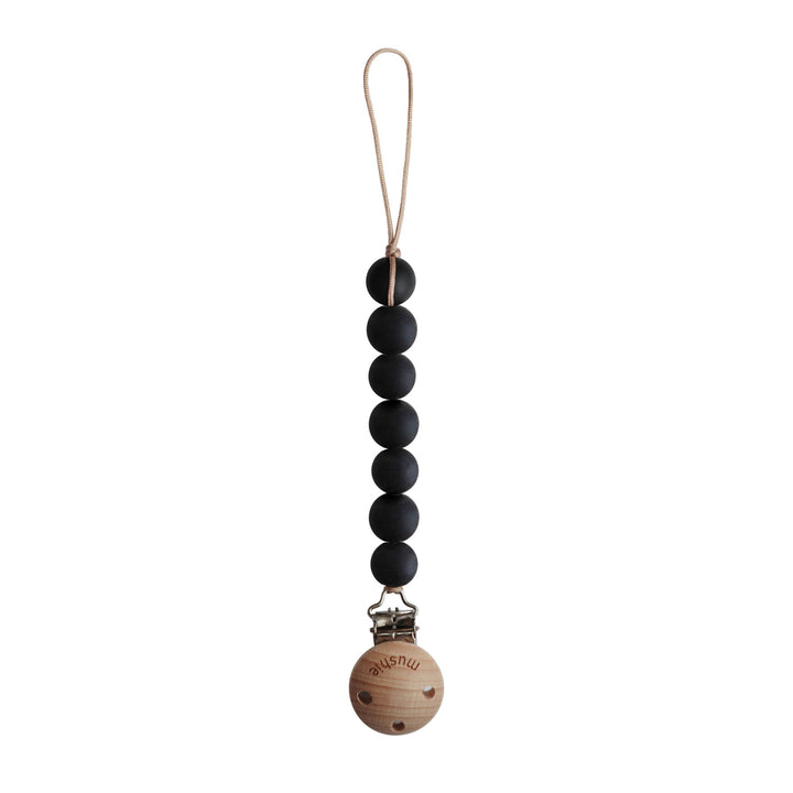 Mushie - Pacifier Clips - Halo - Black - Mabel & Fox