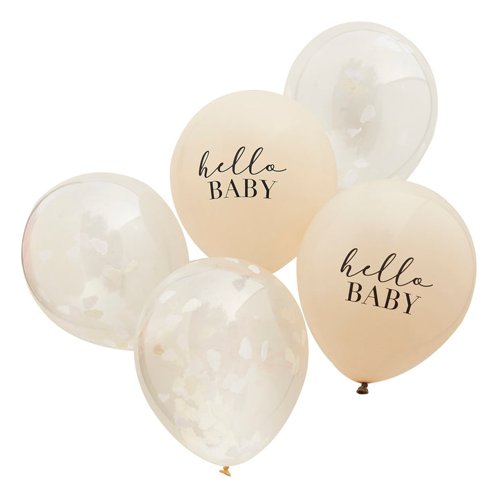 Ginger Ray - Hello Baby and Confetti Cloud Balloons (5 Pack)