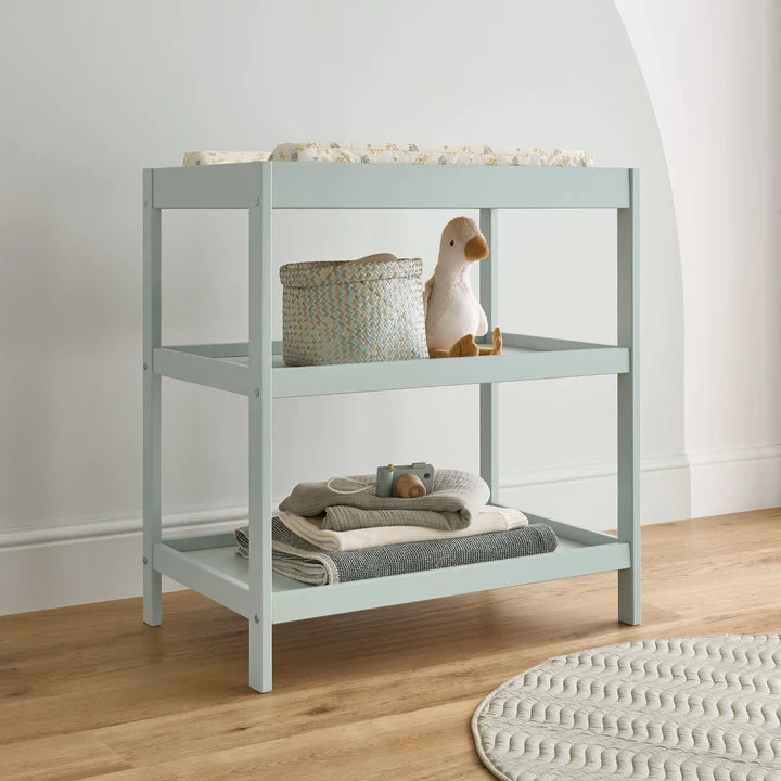 CuddleCo - Nola Changing Table and Cot Bed - 2 Piece Set - Sage Green