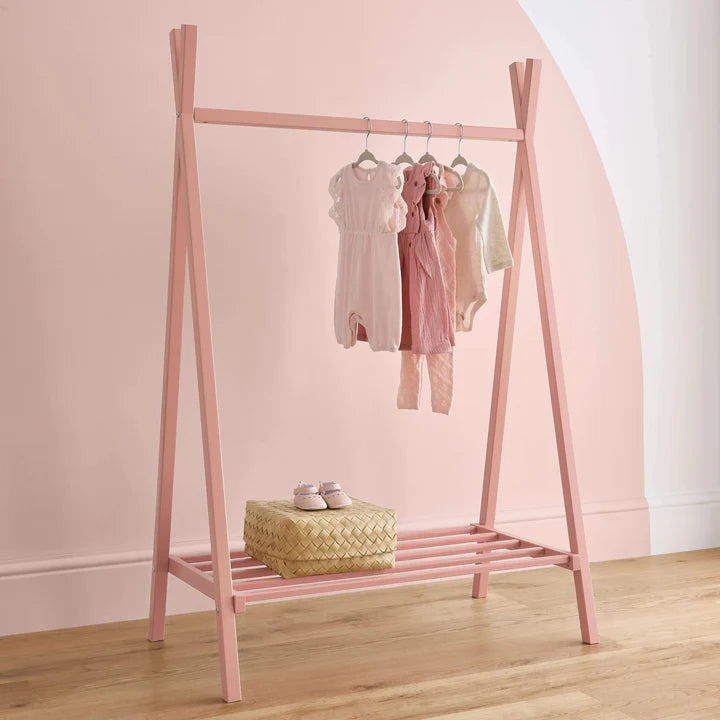 CuddleCo - Nola Changing Table, Cot Bed and Clothes Rail - 3 Piece Set - Soft Blush