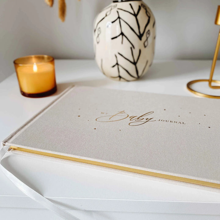 BLUSH & GOLD - BABY MEMORY BOOK - LUXURY CLOTH IVORY - Mabel & Fox