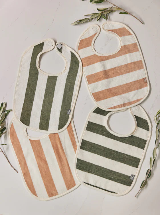 Jollein - Bib Stripe Terry - Leaf Green (2 pack) - Mabel & Fox