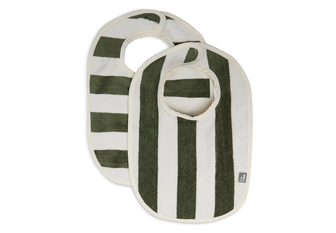 Jollein - Bib Stripe Terry - Leaf Green (2 pack) - Mabel & Fox