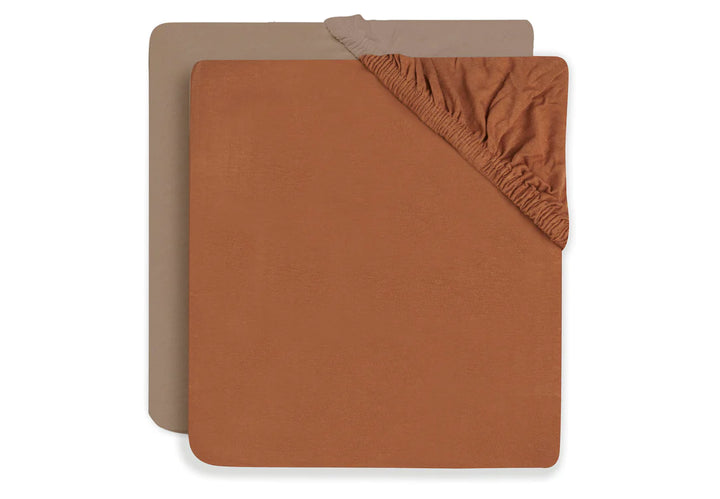 Jollein - Jersey Fitted Sheet 60 x 120cm - Caramel/Biscuit (2 pack) - Mabel & Fox