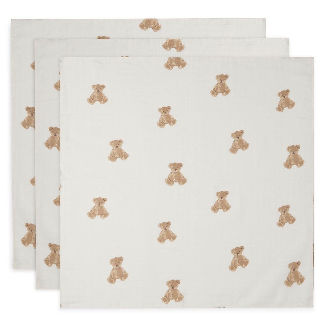 Jollein - Muslin Cloth - 70 x 70cm - Teddy Bear (3 Pack) - Mabel & Fox