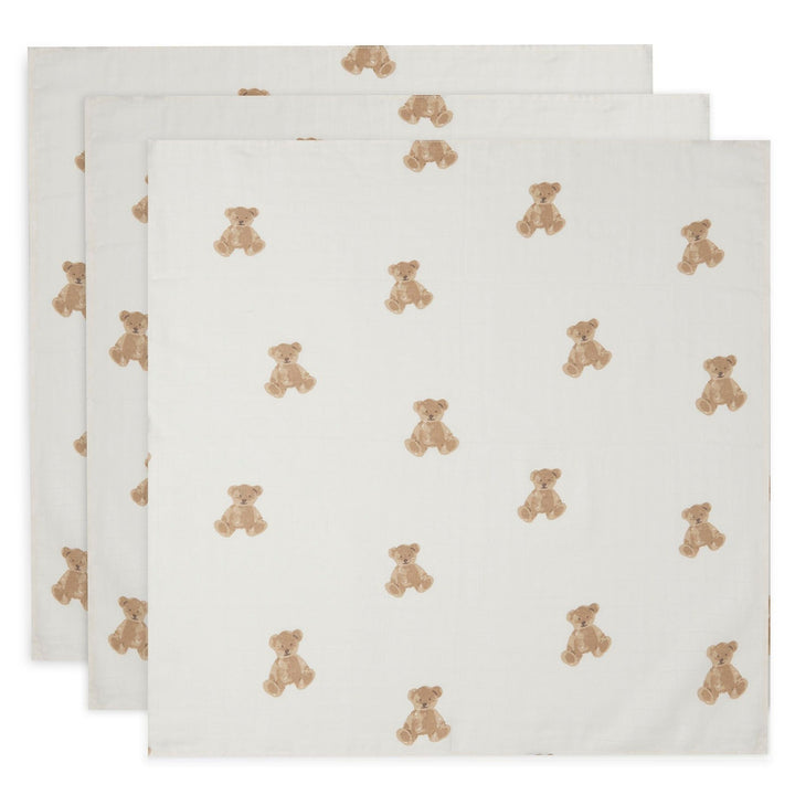 Jollein - Muslin Cloth - 70 x 70cm - Teddy Bear (3 Pack) - Mabel & Fox