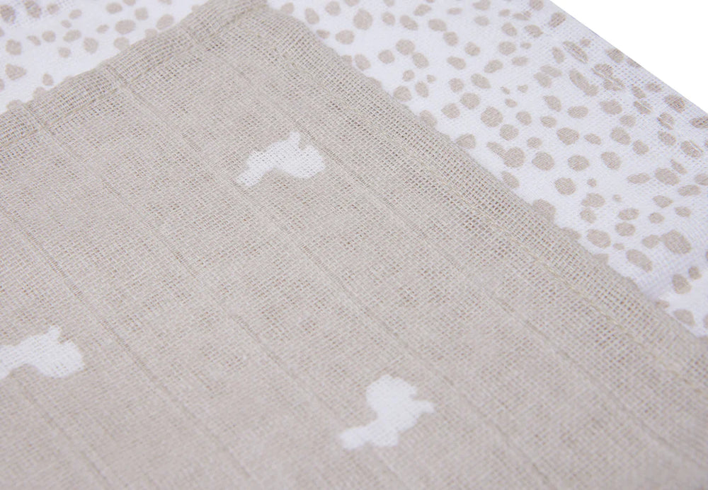 Jollein - Muslin Mouth Cloth 31 x 31cm - Dotted Rabbit GOTS (2 Pack) - Mabel & Fox