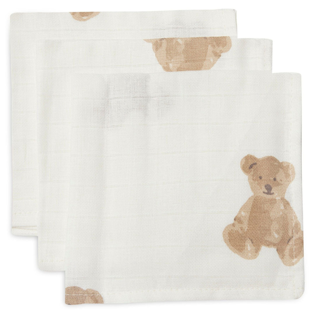 Jollein - Muslin Mouth Cloth - Teddy Bear (3 Pack) - Mabel & Fox