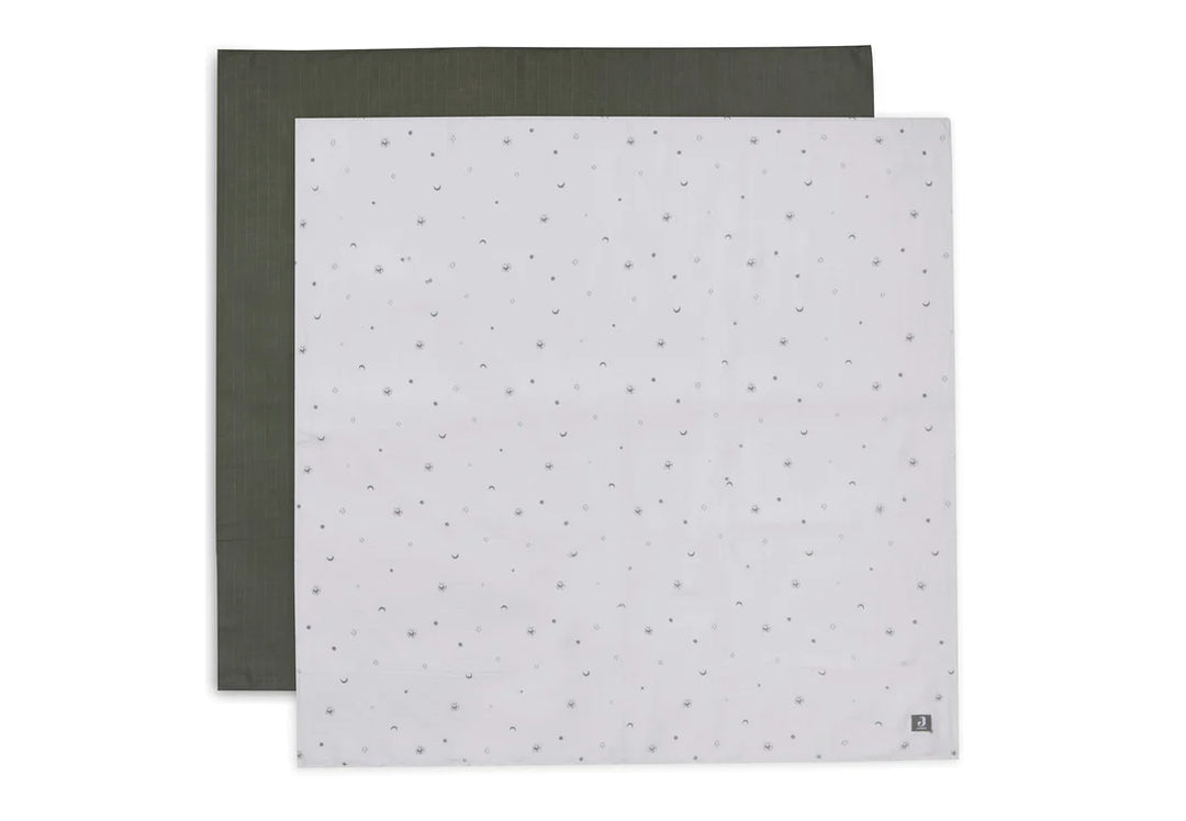 Jollein - Swaddle Muslin 115 x 115cm - Stargaze Leaf Green (2 Pack) - Mabel & Fox