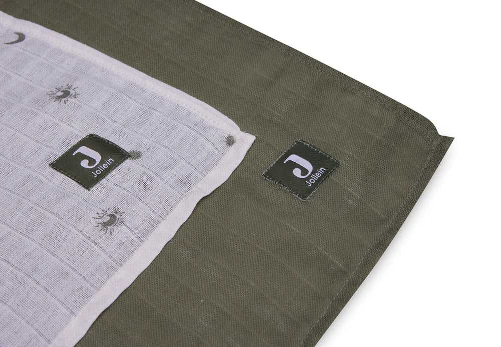 Jollein - Swaddle Muslin 115 x 115cm - Stargaze Leaf Green (2 Pack) - Mabel & Fox