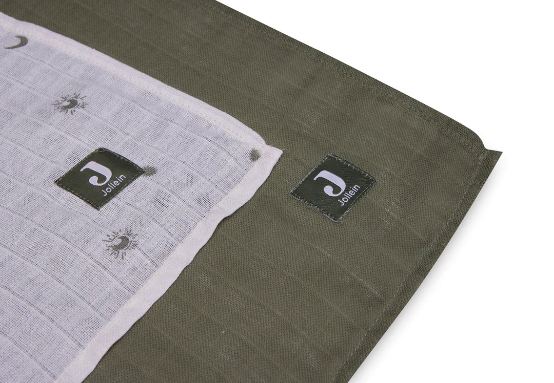 Jollein - Swaddle Muslin 115 x 115cm - Stargaze Leaf Green (2 Pack) - Mabel & Fox