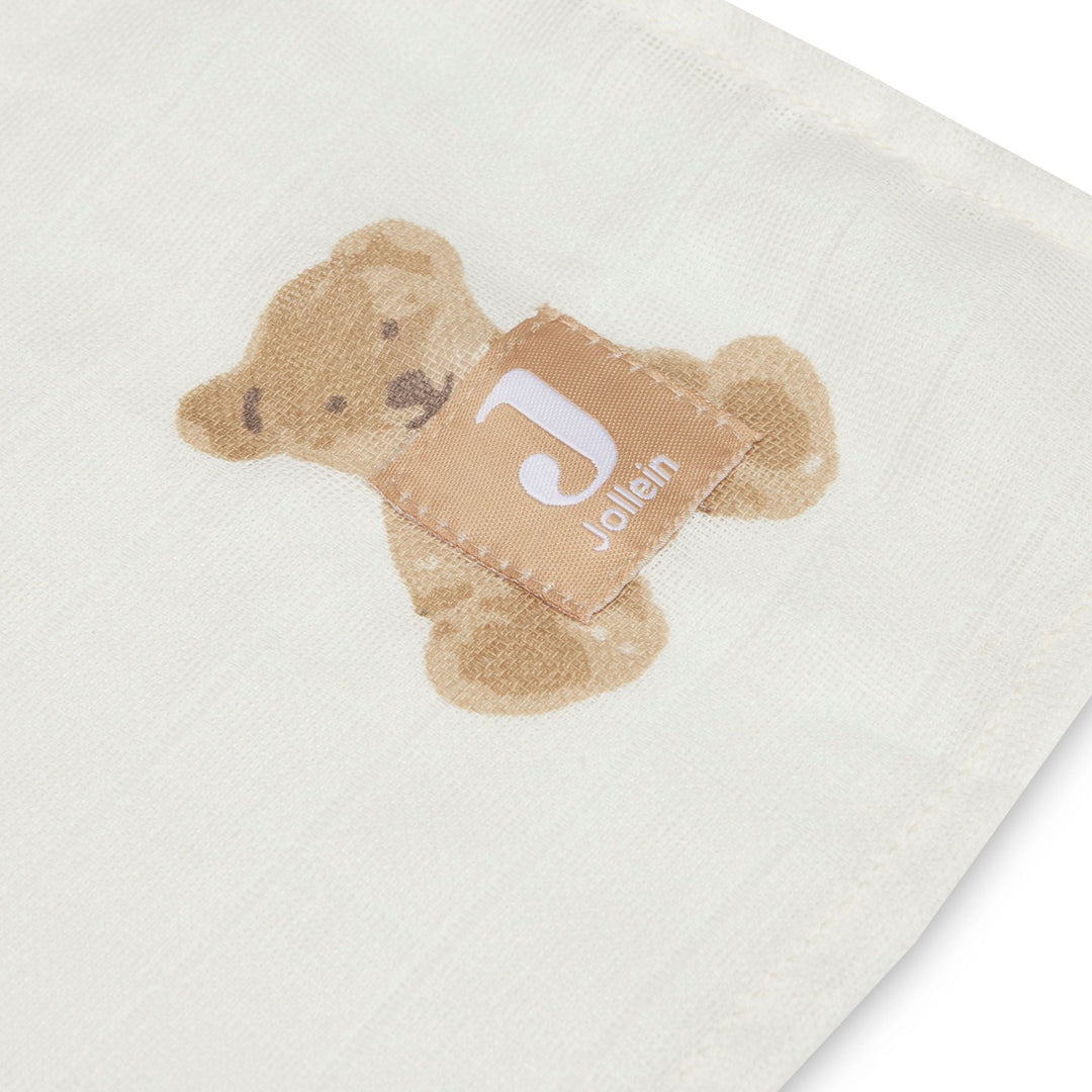 Jollein - Swaddle Muslin 115 x 115cm - Teddy Bear (2 Pack) - Mabel & Fox