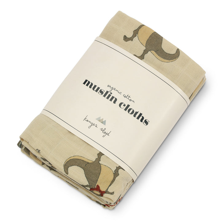Konges Slojd - Muslin Cloth - Dansosaurus (3 pack) - Mabel & Fox