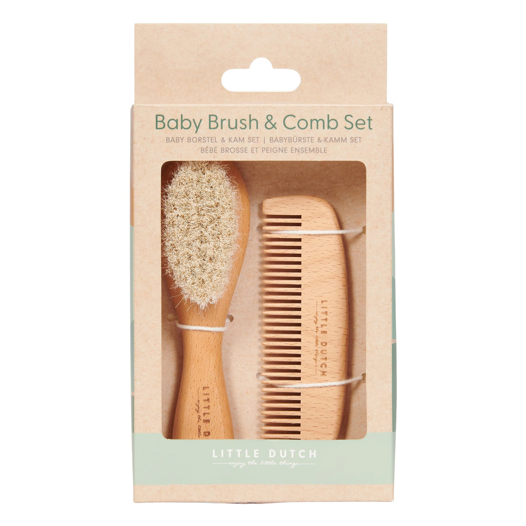 Little Dutch - Baby Brush & Comb Set - Brown - Mabel & Fox