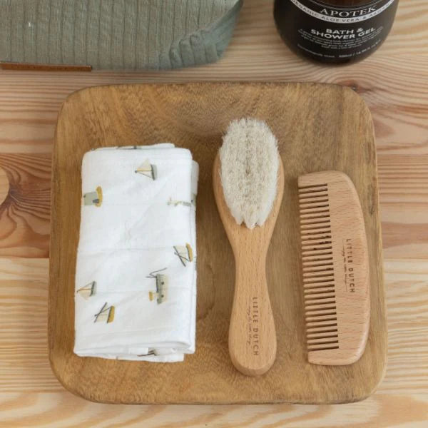 Little Dutch - Baby Brush & Comb Set - Brown - Mabel & Fox