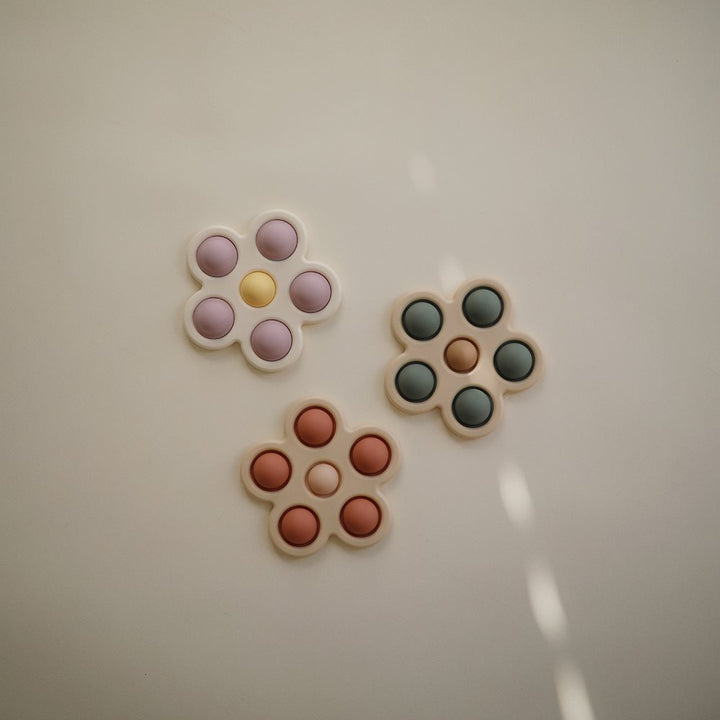 Mushie - Flower Press Toy - Rose/Blush/Shifting Sand - Mabel & Fox